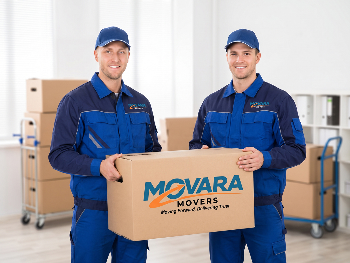 Movara Movers crew packing and wrapping household furniture