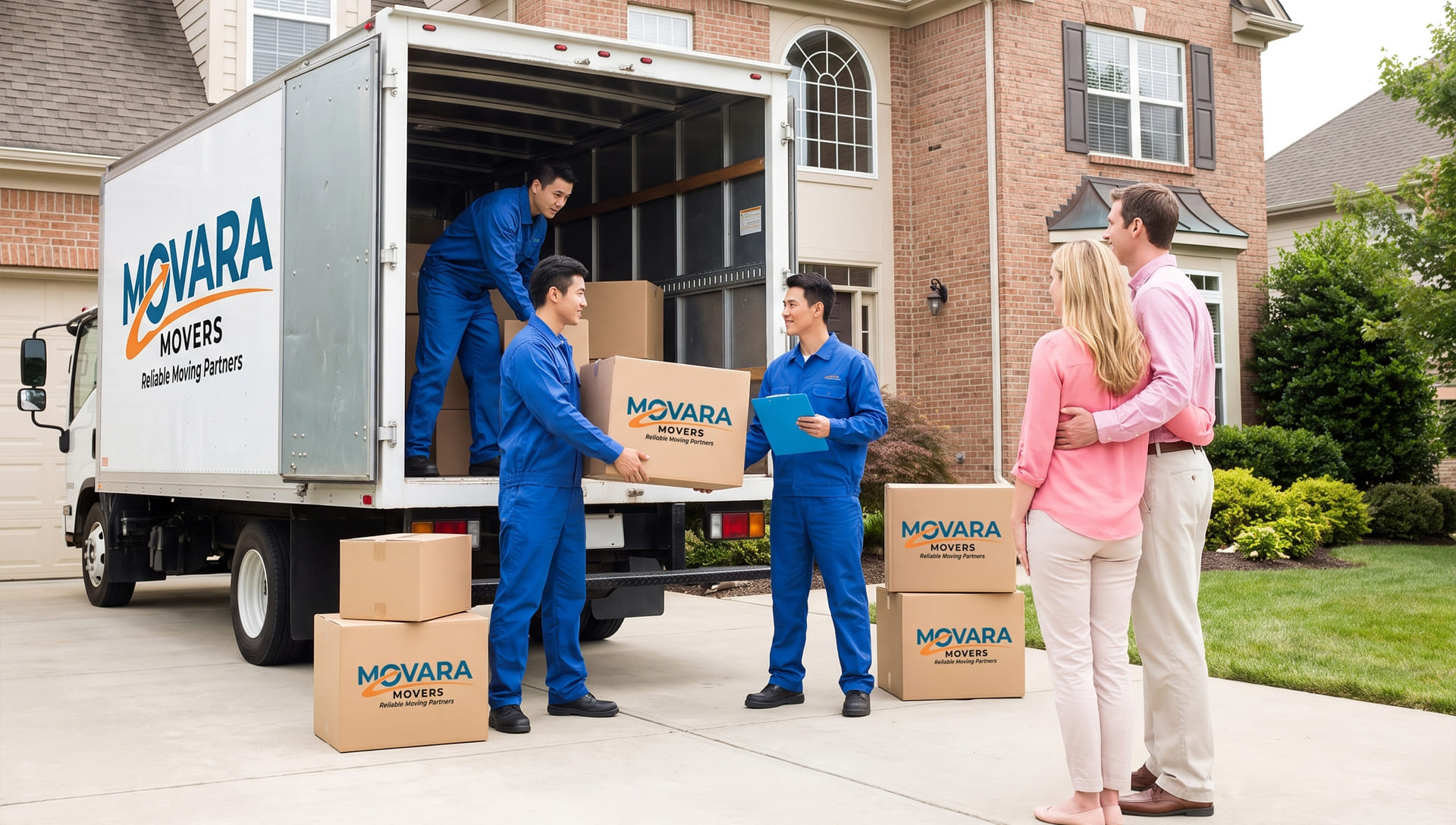 Movara Movers professional team with moving truck in the UAE