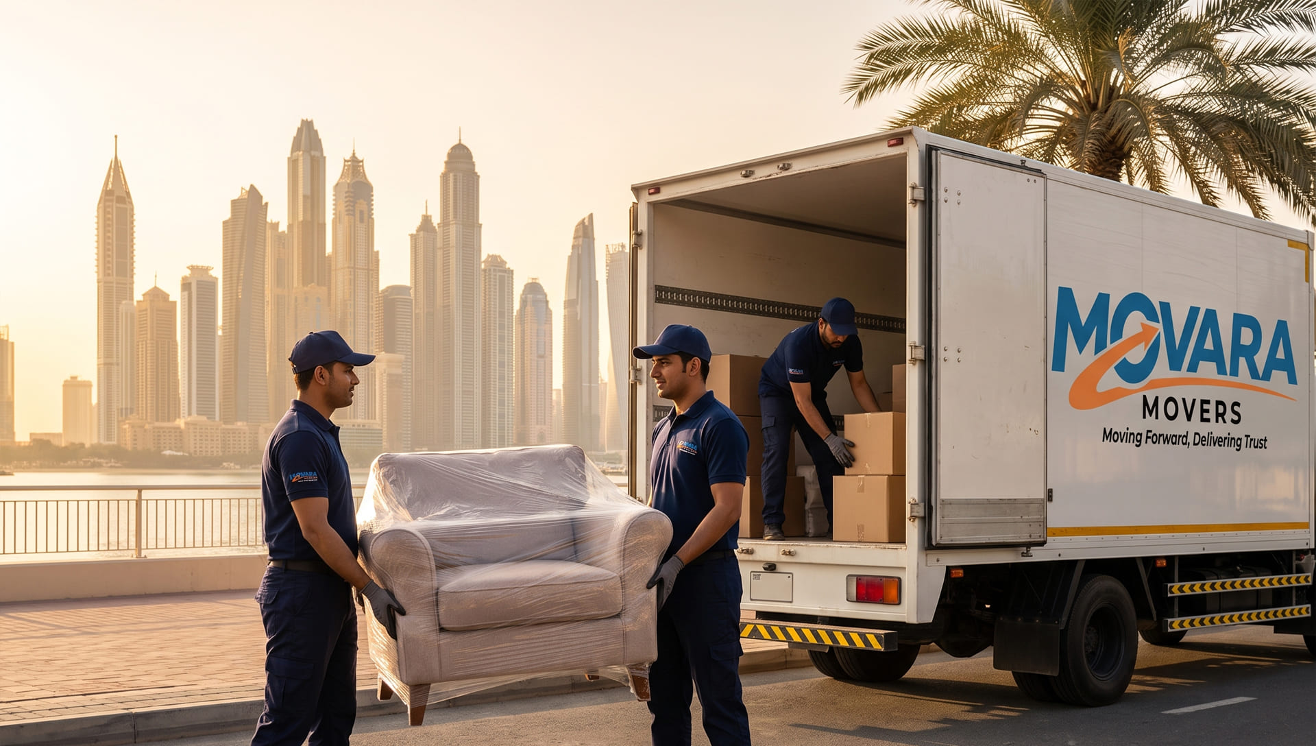 Movara Movers carefully packing and loading furniture
